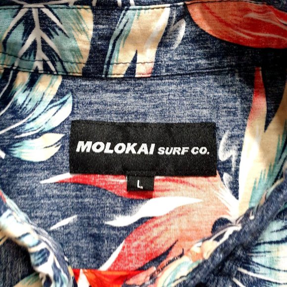 Molokai Surf Co Mens Short Sleeve Shirt Hawaiian Resort Paradise Floral - Picture 6 of 10